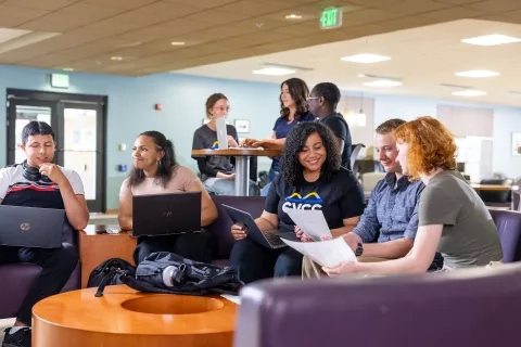 students studying in the student center