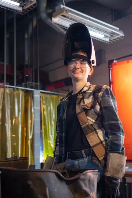 Male Welding Student